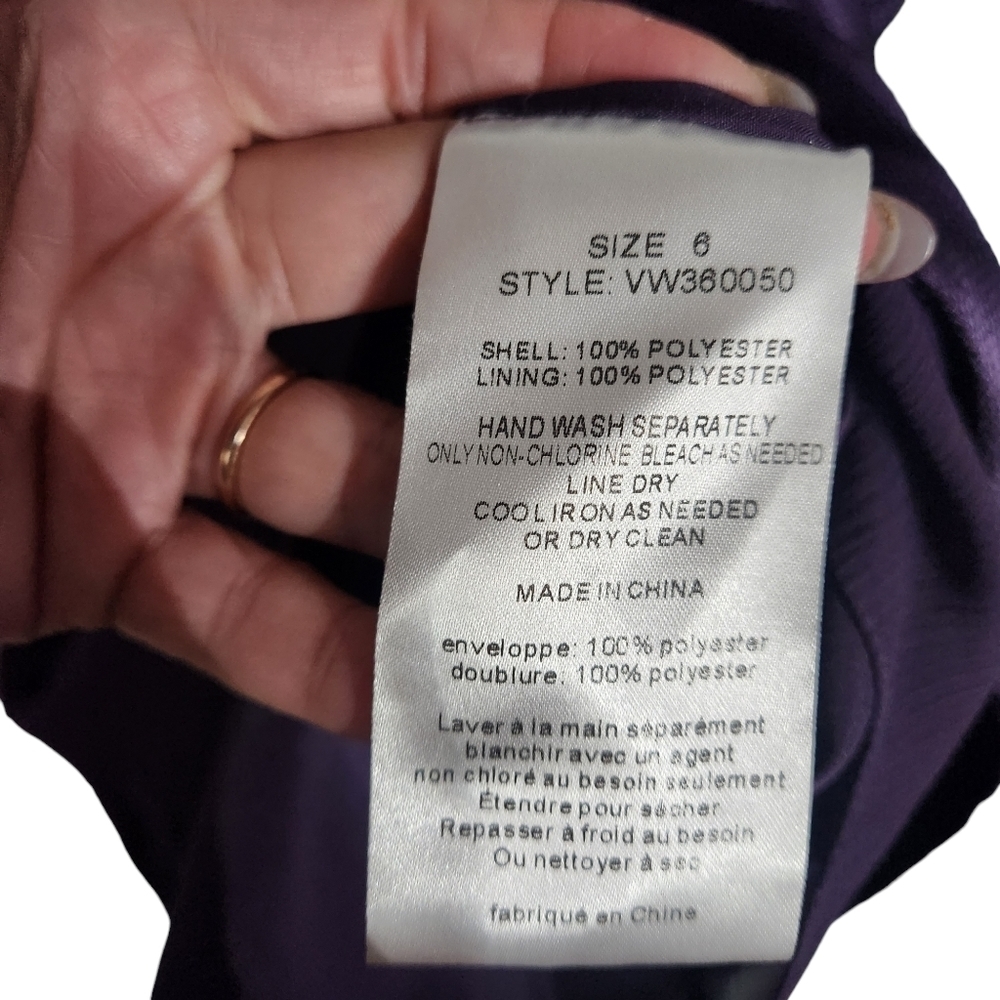 White by Vera Wang Ruched One Shoulder Purple Formal Party Dress, Size 6 - Picture 6 of 6